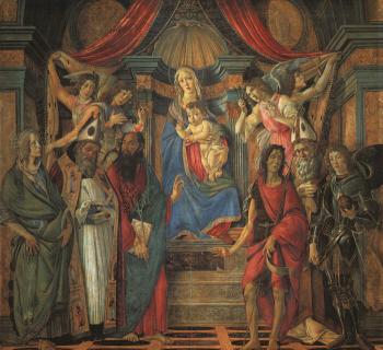 桑德羅 波提切利 聖母子與四天使及六聖徒(聖座上的聖母與聖徒)